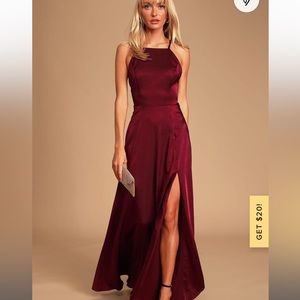 Lulus Satin Backless Maxi Dress
